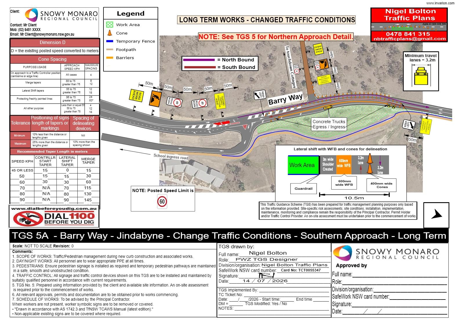 Example long-term works shoulder closed Traffic Guidance Scheme
